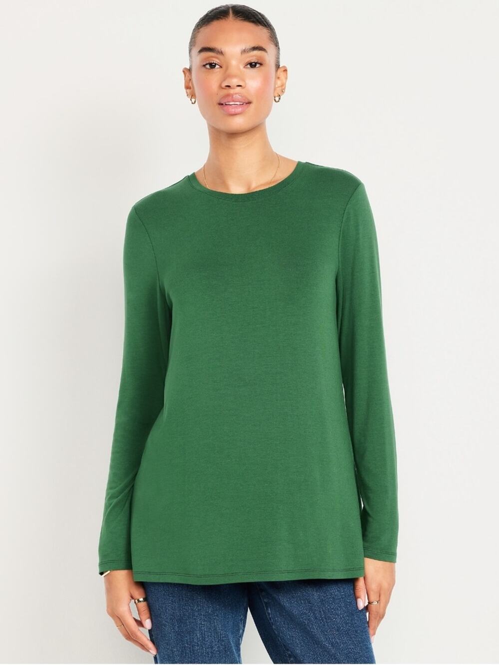 Old Navy Fields of Green Luxe Long-Sleeve Crew-Neck Tunic